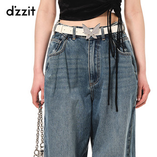 DZZIT地素春夏高街潮流美式复古多纽扣牛仔长裤女3H2R8041S 蓝色 S