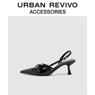 URBAN REVIVO2024夏季女士时尚小猫跟尖头空鞋UAWS40052 黑色 37