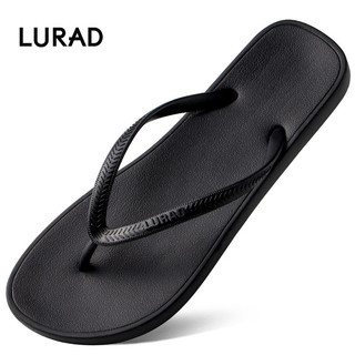 LURAD 人字拖女平跟耐磨夹脚海边沙滩拖鞋  黑色 35/36