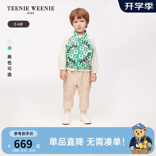 Teenie Weenie Kids小熊童装24春夏男宝宝可爱格子梭织外套 绿色 80cm