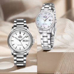 Orient/東方 Orient東方雙獅全自動機械手表休閑鋼帶日歷原裝進口時尚情侶手表