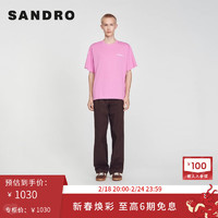 SANDRO2024早春男装多巴胺粉字母徽标装饰T恤上衣SHPTS01383 60/粉色 S