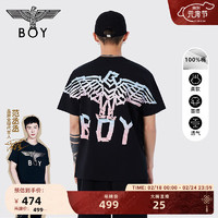 BOY LONDON春24男女同款短袖珠光粉高周波彩色老鹰T恤N01905 黑色 M