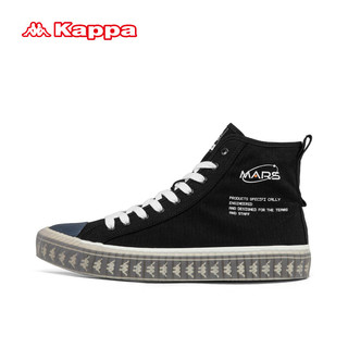 KAPPA卡帕经典帆布鞋子男女同款小白鞋厚底显高滑板鞋女运动休闲鞋 黑色 36