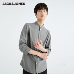 jackjones杰克琼斯奥特莱斯秋男士衬衫潮舒适纯棉多色潮男七分袖衬衫