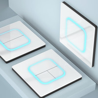 BIHU 壁虎 led大光圈家用白色86型双控钢化玻璃墙壁超级点开关插座面板