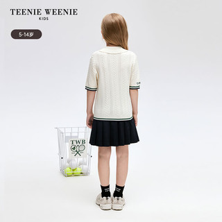 Teenie Weenie Kids小熊童装24春夏女童POLO式麻花纹毛衣短袖 绿色 140cm