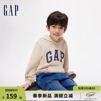 Gap男童2024春季经典字母logo连帽卫衣儿童装套头上衣400075 米黄色 120cm(XS)亚洲尺码