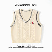 Kappa Kids卡帕男女童儿童装毛衣秋冬款马甲2022加绒加厚针织衫毛线衣 白色（类型一） 120