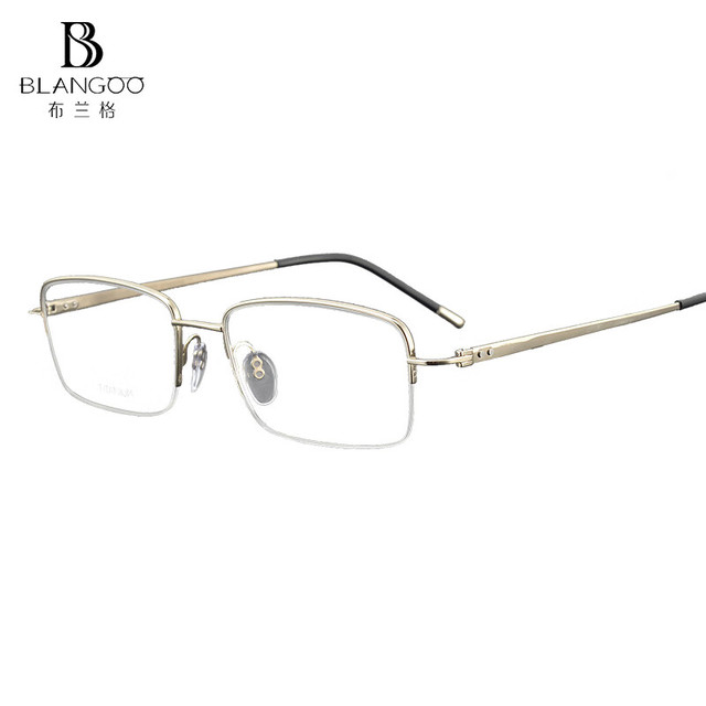 Blangoo 布兰格 男款北欧轻奢半框方形β钛人体工学眼镜架B6604 C01 54MM