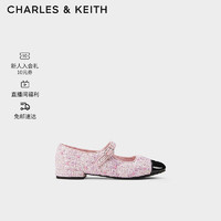 CHARLES&KEITH24春季爱心菱格平底玛丽珍单鞋CK1-70381033 粉红色Pink 35