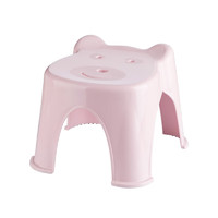 茶花儿童凳椅子板凳塑料凳子浴室加厚耐用型小熊卡通凳小板凳 淡粉色1个
