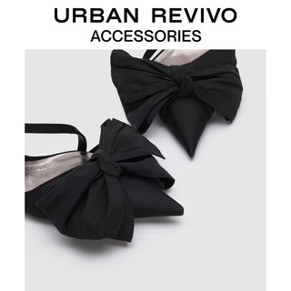 URBAN REVIVO2024春季女士优雅蝴蝶结尖头空鞋UAWS40050 黑色 35