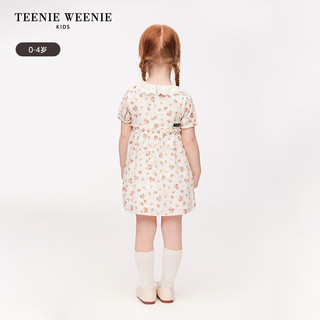 Teenie Weenie Kids小熊童装24春夏女宝宝可爱花边梭织连衣裙 象牙白 80cm