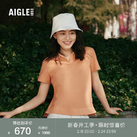 AIGLE艾高春夏款女COOLMAX凉感速干UPF40+防紫外线短袖POLOT恤 藤粉色 AH146 S