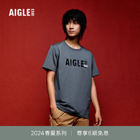 AIGLE【龙年系列】艾高短袖T恤24春夏SILVADUR抗菌速干短袖男 炭灰 AS882 M