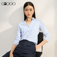 G2000【多面弹性】G2000女装SS24商场柔软亲肤易打理凉感长袖衬衫 弹力-灰蓝色修身25寸 34