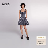 Maje2024早春女装时尚设计感收腰吊带连衣裙短裙MFPRO03419 黑白色 T34