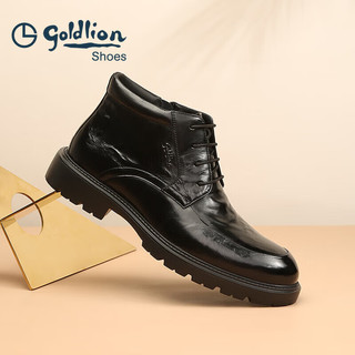 金利来（goldlion）男靴正装棉靴商务厚底靴子加绒保暖牛皮鞋G580340323AAR黑色42