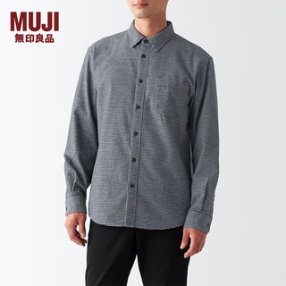 MUJI 無印良品 无印良品 MUJI 男式 法兰绒 衬衫 ACA80C2A 长袖休闲白衬衫 格子衬衫 浅灰色格纹 XS