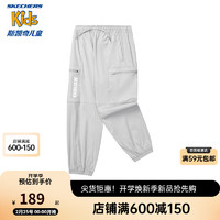 Skechers斯凯奇男女童梭织长裤春秋季户外百搭儿童束脚工装裤P124K034 浅雾灰色/00U1 165