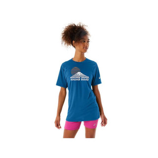 亚瑟士（asics）女士T恤短袖圆领字母舒适透气跑步日常夏季2033B704 Lake Drive Heather XL
