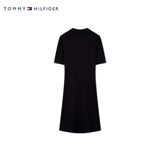 TOMMY HILFIGER24春季女装莱赛尔微弹绣标合身V领针织POLO连衣裙42535 藏青色DW5 XS