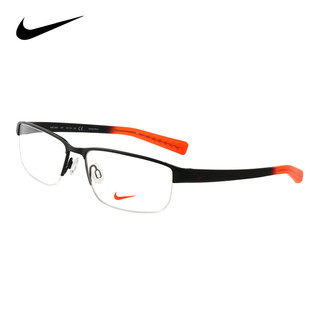 耐克（NIKE）中性款半框黑色镜框眼镜架NIKE 8098-007+万新1.598防蓝光镜片