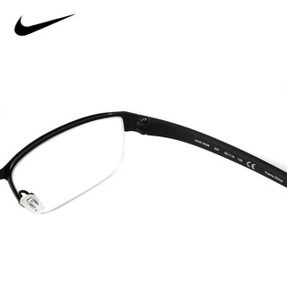 耐克（NIKE）中性款半框黑色镜框眼镜架NIKE 8098-007+万新1.598防蓝光镜片