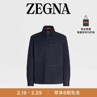 杰尼亚（Zegna）24春夏漂洗Comfort棉质丹宁布衬衫外套UBI78A5-400B-001-XL