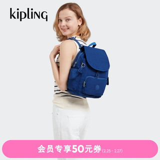 kipling 凯普林 男女款冬轻便帆布双肩包猴子包|CITY PACK系列 MINI-深空蓝