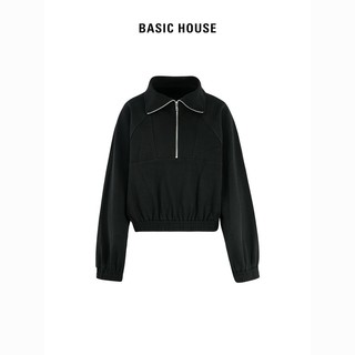 BASICHOUSE 百家好 Basic House/百家好半拉链翻领卫衣女冬清新纯色休闲裤套装