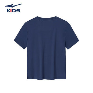 鸿星尔克儿童装男童速干短袖t恤夏季短T男生夏装运动半袖T恤 蓝黑色 110cm