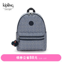 凯普林 kipling男女款大容量轻便帆布包2024春季旅行包书包双肩背包BOUREE BOUREE-蓝白藤蔓印花