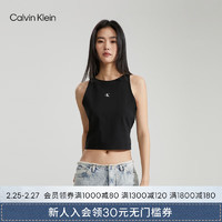 Calvin Klein Jeans24春夏女士时尚简约字母印花后腰镂空无袖T恤J223107 BEH-太空黑 L