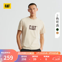 CAT卡特24春男士休闲印花logo设计经典T恤 浅卡其 M