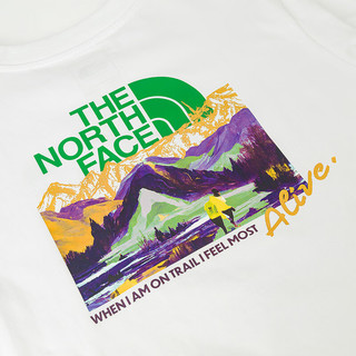 北面（The North Face）短袖T恤女半袖透气棉质手绘印花简约圆领休闲24春夏88G7 FN4/白色 S/155