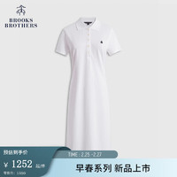 布克兄弟（BrooksBrothers）女士24早春翻领棉纯色针织连衣裙 1001-白色 M