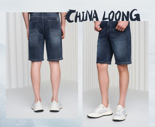 商品hla海澜之家牛仔中裤男24中华龙中腰五分裤男夏季hkmnw2w015a蓝灰