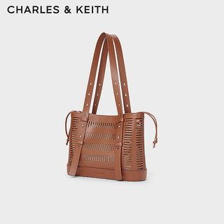 CHARLES&KEITH24春季镂空手提腋下包托特包女CK2-10782316 Tan茶色 M