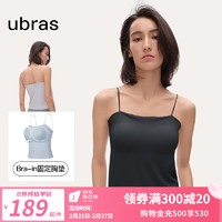 ubras24年抹胸bra-in吊带女士打底背心美背带胸垫可外穿 黑色 S