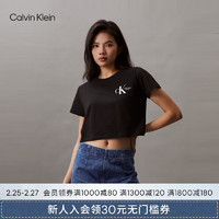 Calvin Klein Jeans24春夏女士纯棉字母印花潮流辣妹短款短袖T恤J223495 BEH-太空黑 XS