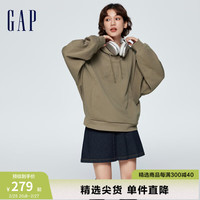 Gap女装春季2024LOGO法式圈织简约纯色连帽卫衣429363上衣 可可棕 165/84A(M)亚洲尺码