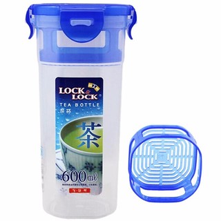 LOCK&LOCK 塑料水杯户外便携大容量防漏杯子带过滤网茶杯 600ML