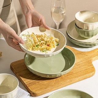 摩登主妇 奶油风深盘菜盘家用餐盘碟子鱼盘高级感2024新款碗碟餐具