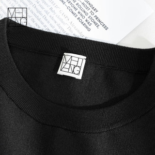 美洋（MEIYANG）黑百合针织上衣 冰丝简约气质立体剪裁收腰通勤中袖夏季T恤女 黑色 XL