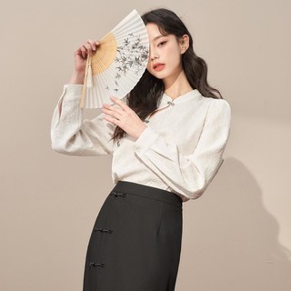 WESTLINK 西遇 新中式国风长袖衬衫女上衣春秋设计感优雅知性设计感衬衣上衣