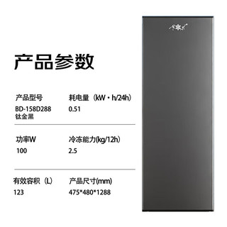 雪花立式冰柜小冰柜家用小型冷冻迷你速冻商用抽屉式冷柜储母乳柜节能省电冰箱 【一级能效快速制冷】123L