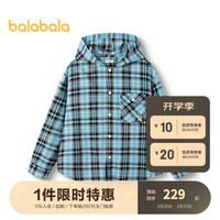 巴拉巴拉【商场同款】儿童衬衫男童衬衣大童春装长袖连帽复古格纹