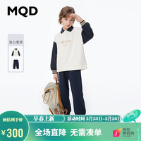 马骑顿 MQD童装男童套装24休闲翻领拼接儿童卫衣休闲裤两件套 藏青 110cm